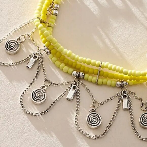 #93 NWT Free People Marley Anklet in Neon Yellow - Picture 3 of 3